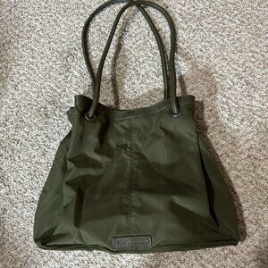 Banana Republic Tote Bag Womens Olive Green Nylon Shoulder Purse Zip Pocket